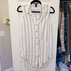 Pinstriped Sleeveless Button Down Tunic